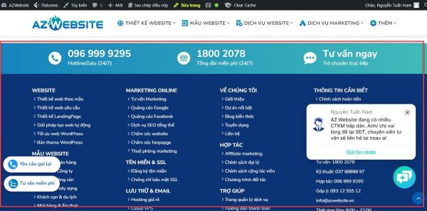 Hướng Dẫn Chỉnh Sửa Nội Dung Chân Trang Trên Website