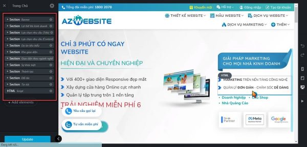 huong dan thay doi section tren website